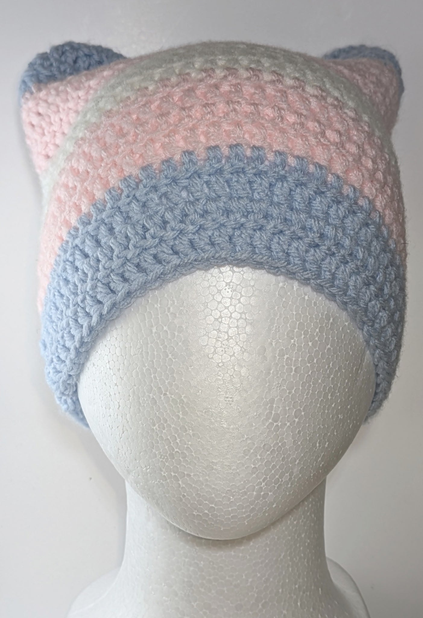 Handmade Trans Pride Cat-Ear Beanie