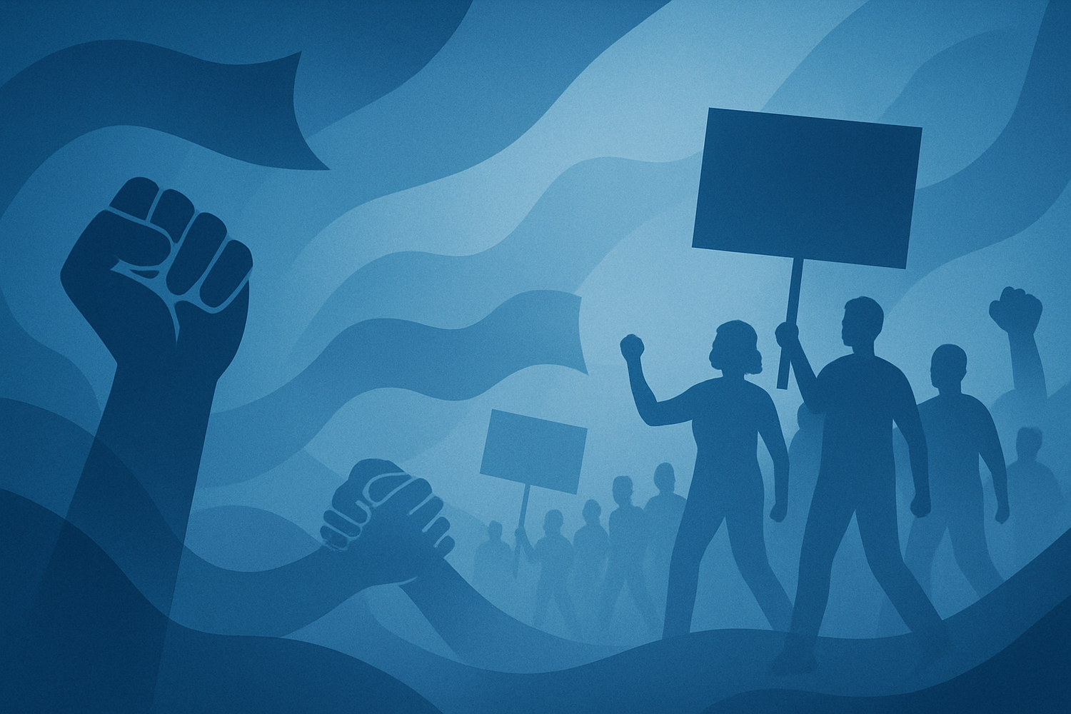 A general background of blues with activism incorporated.